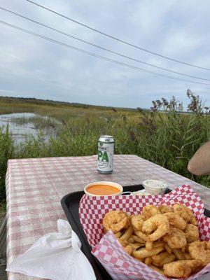 Fried Shrimp and Lobster Corn Chowder