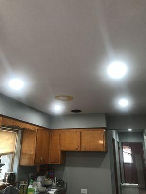 4 (4") recessed lights connected to dimmer switch in kitchen.