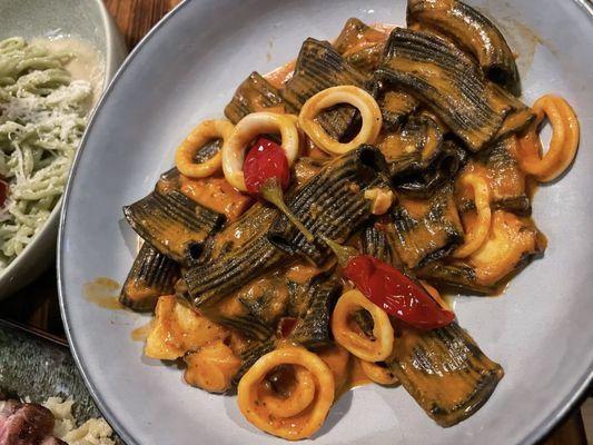 squid ink rigatoni