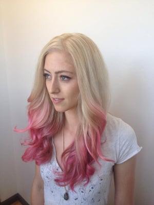 Icy pale blonde  and rose ombre. Hair cut and color by Andrea Hansen, book your appointment at 775-232-9986.