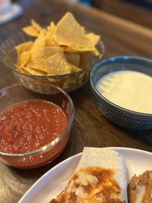 Chips, Salsa, Cheese Dip