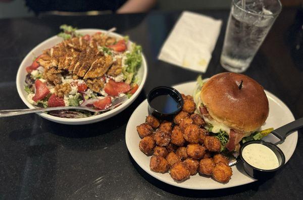 Strawberry chicken salad. Turkey guac burger.