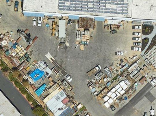 Overhead view of crane yard