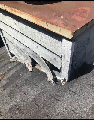 Old rotten wood let water inside the house and stains walls and the ceiling