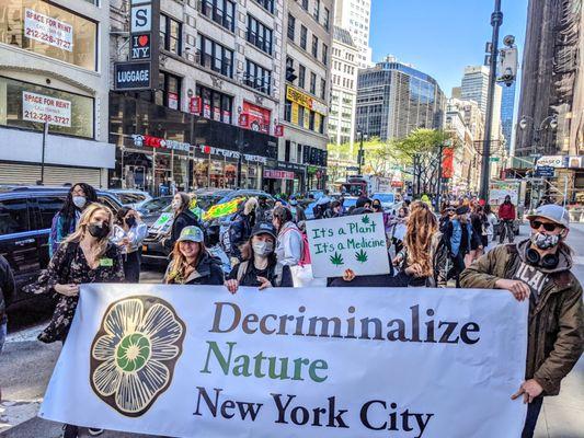 A Banner we printed for Decriminalize Nature New York City at the parade on Saturday!