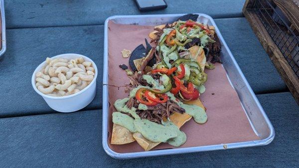 Pulled pork nachos; Mac and cheese wasn't great imo.