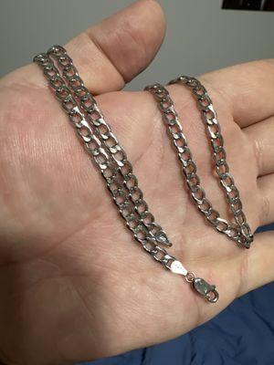 14 k semi hollow white gold chain 24"