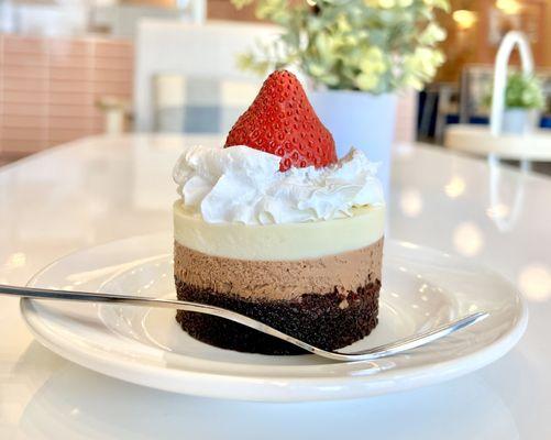 Triple layer chocolate mousse cake