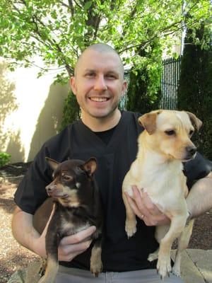 Dr. Matkowski with his dogs.