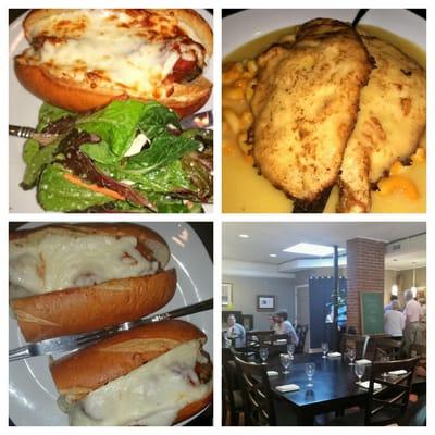 6" Meatball Grinder with Little Pond Side Salad, Lemon Chicken, 12" Meatball Grinder, dining room features "family style" seating