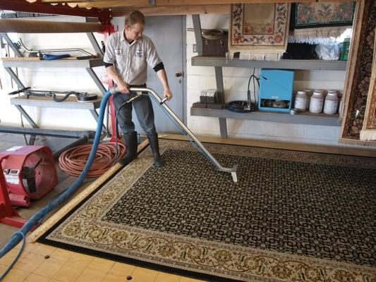 Chase has a complete rug cleaning "spa" where we "pamper" your rugs.  We offer a complete menu of rug cleaning services.