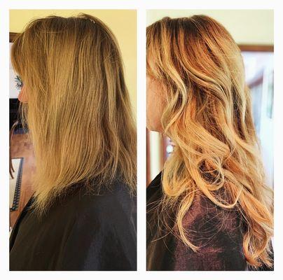 Before and After hair extensions