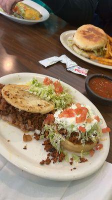 Gordita de chicharrón and chorizo sope