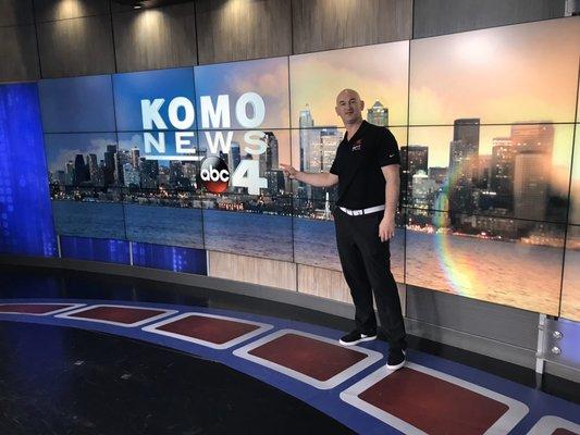 On set at Komo 4 News.