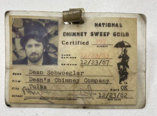 Deans first certification card