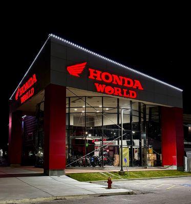 Honda Motorcycle Dealer  Linear LED Lighting with Color Changing LED Lights