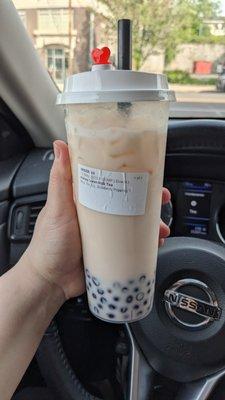 Large Honey Green Milk Tea with Blueberry Popping Boba