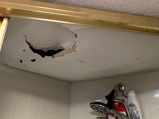 Bathroom ceilings can become damaged if not properly ventilated.