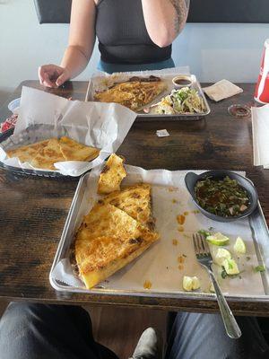 Birria quesadilla, kids quesadilla, and the triple B quesadilla.