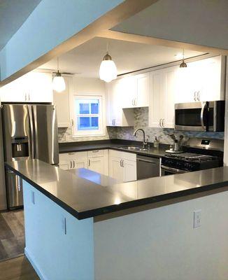 Countertops, Lighting & Cabinet installation.