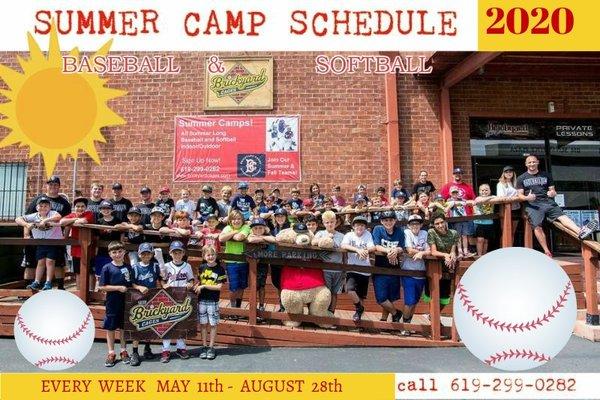 Baseball & Softball Camps every day of Summer vacation and all the Major Holidays