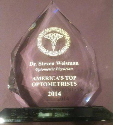 Dr. Steven Weisman is one of America's Top Optometrists.