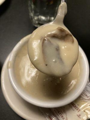 Mushrooms soup with chunk of actual mushrooms!