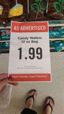 The sign is in front of the candies I purchased!