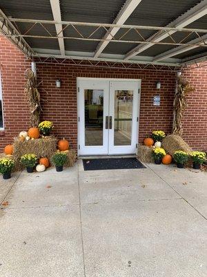 Fall decor at the main entrance