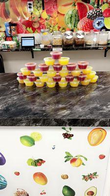 Immune shots for your immune system with different flavors of fruits