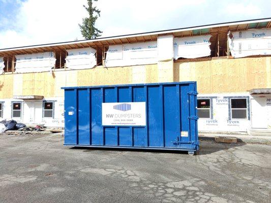 40 yard container at a new construction site