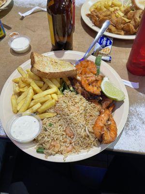 Grilled Shrimp ,Rice & French Fries