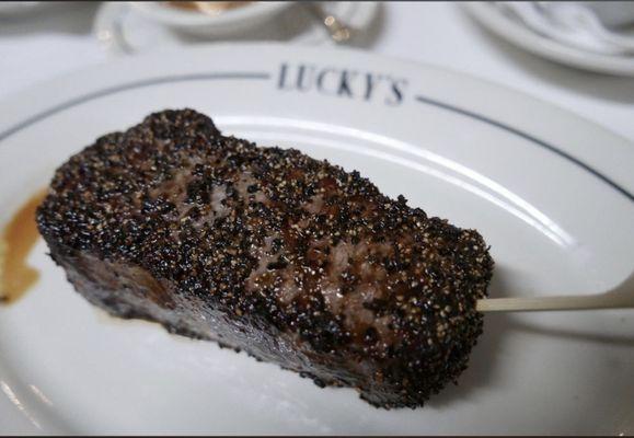 Black pepper crusted strip