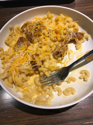 Wisconsin Mac and cheese w Parmesan chicken.