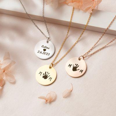 Personalized Mom Palm Print Necklace