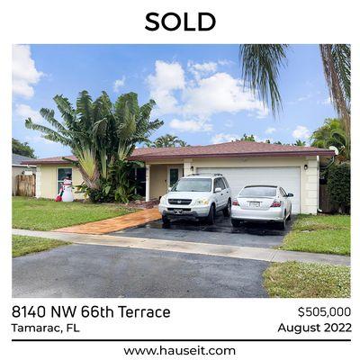 *Hauseit Sold Listing* 8140 NW 66th Terrace in Tamarac, FL