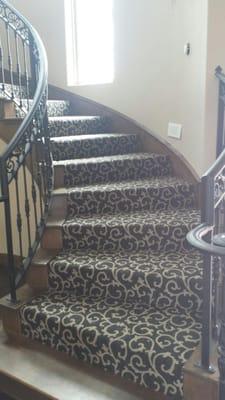 One of our new patterns of Shaw Flooring installed on a beautiful staircase!  This staircase turns into a true work of art wi...