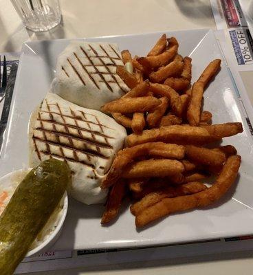 Chicken Caesar Wrap w/ Sweet Potato Fries