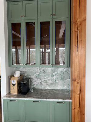 Here at Shower Doors of Austin, we can handle almost all of your interior glass needs. What a great way to showcase your fancy dishes!