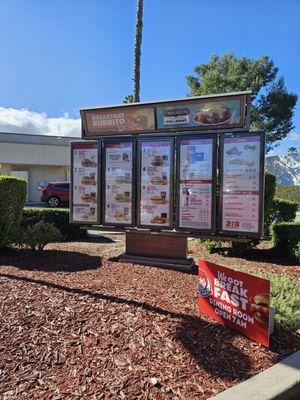 Drive thru menu March 2024