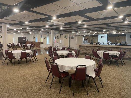 Our main banquet room, which holds 200 guests at max