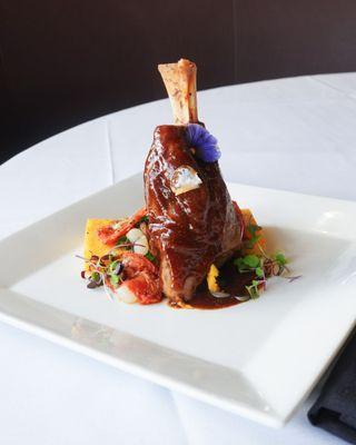 Braised Lamb Shank served with polenta cake!