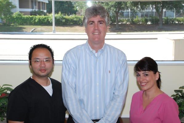 Javier, massage therapist, Dr. Shaw and Cristina, front desk clerk