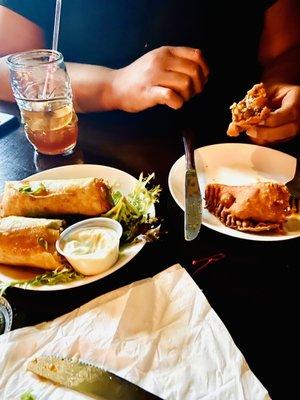 Buffalo spring rolls and pastellios