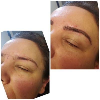 Henna eyebrow before and after.