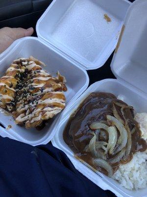 Hamburger Steak and Dynamite Chicken