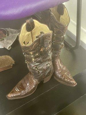 These boots - this shine - total perfection!  What can L.A. Boot & Shoe Shine do for you?  Give them a call at 817-696-1986