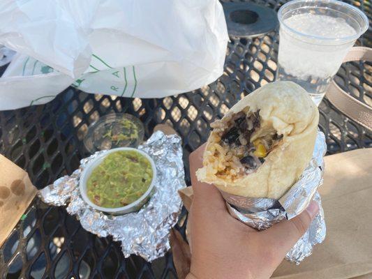 Chips with Guacamole Chicken burrito