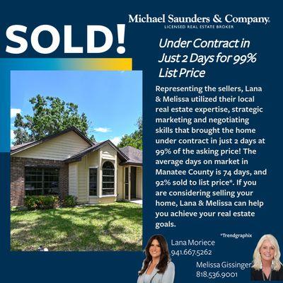 Want your home sold quickly and for top dollar? Give me a call! (941) 667-LANA