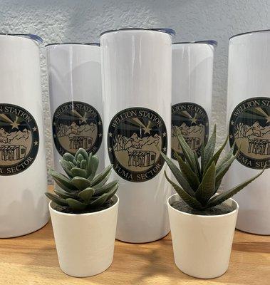 Sublimated 20oz tumblers.  Thank you Wellton Border Patrol for all you do. #sublimatedtumbler